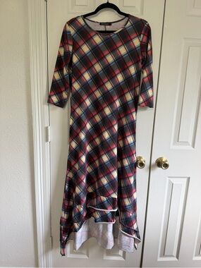 Nuggles Plaid High Low Midi Dress Grunge Cottagecore Academia Small modest
